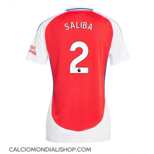 Maglie da calcio Arsenal William Saliba #2 Prima Maglia Femminile 2024-25 Manica Corta